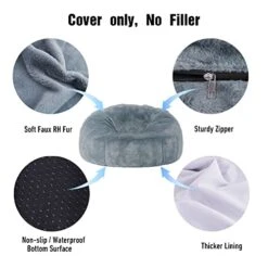 Taotique Giant Bean Bag Chair Cover(Cover Only, No Filler) Soft Faux RH Fur Sofa Bed Cover Washable Bean Bag Couch Cover For Adult And Kids With Liner -Safavieh Furnitue Shop 41p4fOwFjHL