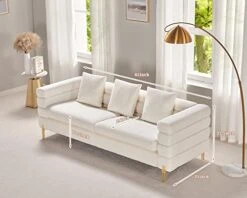 AMERLIFE Sofa, 2 Piece Sofa Set, Loveseat Set- Oversize Sofa Couch, Comfy Sofa For Living Room- Bouclé Deep Seat Sofa, White Sofa -Safavieh Furnitue Shop 41pCncZfg7L