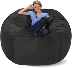 Comfy Sacks Memory Foam Bean Bag Chair, Charcoal Furry -Safavieh Furnitue Shop 41pEycSAIcL. AC