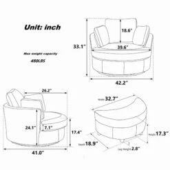 GoDoco 42" W Swivel Accent Barrel Chair Set Lounge Club Big Round Sofa With 4 Pillows And Storage Ottoman For Living Room And Bedroom (Black + Chenille) -Safavieh Furnitue Shop 41pSvqNalpL