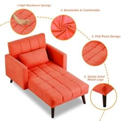 Lamerge Sleeper Sofa Chair Bed, 3-in-1 Convertible Chair Bed With Pillow,Adjustable Backrest Chaise Lounge Sleeper Couch Bed,Velvet Sofa Bed Reclining Chair For Apartment,Solid Wood Legs,Red -Safavieh Furnitue Shop 41pTbLJfANL