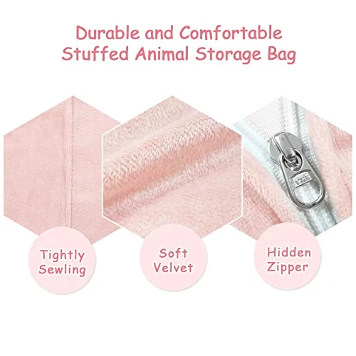 Stuffed Animal Storage Bean Bag Chair For Kids And Adults, Luxury Velvet Stuffed Animal Storage, Stuffie Seat - Cover ONLY(Sweet Pink 200L/52 Gal) 2 Stuffed Animal Storage Bean Bag Chair For Kids And Adults, Luxury Velvet Stuffed Animal Storage, Stuffie Seat - Cover ONLY(Sweet Pink 200L/52 Gal) - Image 2