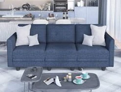 LLappuil Modular Sofa Faux Leather Fabric 112" Sectional Couch 4 Seater With Storage Seats Modern Sectional Sofa For Living Room, Office, Aqua Blue -Safavieh Furnitue Shop 41q HkqHjL. AC