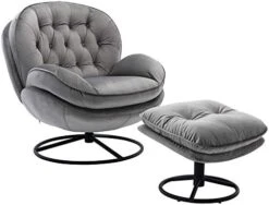 LoLado Velvet Chaise Lounge Indoor Cozy Oversized Swivel Reading Chair With Footrest, Yellow -Safavieh Furnitue Shop 41qXGH3Ii9L. AC