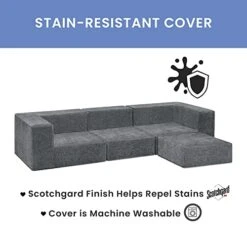 Delta Children Cozee 4-Piece Customizable Sectional Sofa Set, Grey 10 Delta Children Cozee 4-Piece Customizable Sectional Sofa Set, Grey -Safavieh Furnitue Shop 41qfoMjyL1L