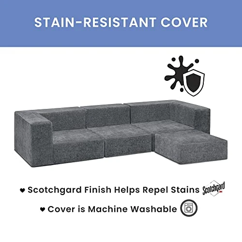 Delta Children Cozee 4-Piece Customizable Sectional Sofa Set, Grey 3 Delta Children Cozee 4-Piece Customizable Sectional Sofa Set, Grey - Image 3