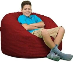 ULTIMATE SACK 3000 (3 Ft.) Bean Bag Chair: Giant Foam-Filled Furniture - Machine Washable Covers, Durable Inner Liner, 100% Virgin Foam. Comfy Bean Bag Chair. (Electric Blue, Suede) -Safavieh Furnitue Shop 41qhWhyMjeL. AC