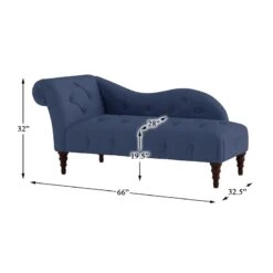 Pemberly Row 66" Indoor Roll Arm Chaise Lounge, Tufted Fabric Upholstered Lounge Chair With Wooden Legs For Living Room And Bedroom, Blue -Safavieh Furnitue Shop 41qxXOse7gL