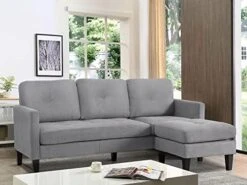 LETATA Convertible Sectional Sofa Couch With Chaise, Gray L Shaped Couch Sofa Set With Reversible Ottoman, Modern Small Sectional Couches For Living Room,Apartment,Small Spaces (Light Grey) -Safavieh Furnitue Shop 41r0ZNr3QjL. AC