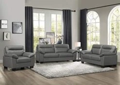 Homelegance 3-Piece Fabric Sofa Set, Dark Gray -Safavieh Furnitue Shop 41rDsOaG0L. AC