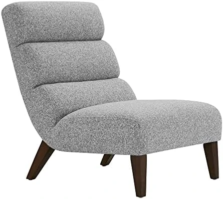 Watson & Whitely Modern Accent Chair, Armless Lounge Chair For Living Room And Bedroom, Fabric Upholstered Chair With Solid Wooden Legs, Grey (Multi-Colored) 9 Watson & Whitely Modern Accent Chair, Armless Lounge Chair For Living Room And Bedroom, Fabric Upholstered Chair With Solid Wooden Legs, Grey (Multi-Colored) - Image 9