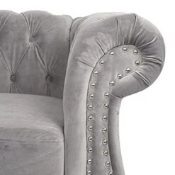 MIYZEAL 2 Pieces Living Room Sectional Sofa Set, Modern Velvet Button Tufted Chesterfield Sofa With Rolled Arm, Classic Upholstered Low Back Loveseat 3 Seater Couch For Living Room (Gray) -Safavieh Furnitue Shop 41rOLRAhJZL