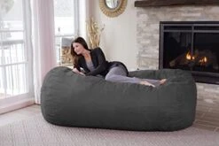 Chill Sack Memory Foam Bean Bag Lounger, 7.5-Feet, Charcoal -Safavieh Furnitue Shop 41rOxYbw9GL