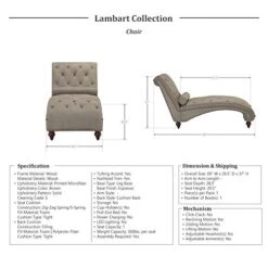 Lexicon Lambart Chaise Lounge, Brown (Bronze Nailheads) -Safavieh Furnitue Shop 41rW8VWADdL