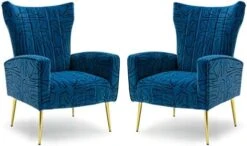 HOMEFUN Accent Chair Set Of 2, Velvet Wingback Armchair Modern Upholstered Single Sofa With Metal Legs For Living Room Bedroom Nursery, Beige -Safavieh Furnitue Shop 41rYofmtxaL. AC