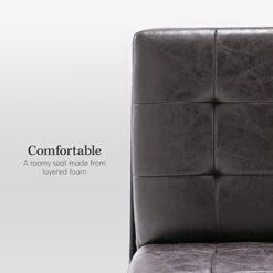 ELuxurySupply Armless Accent Chair | Upholstered Modern Living Room Chair With Metal Frame And Elegant Pintucking | Premium, Comfortable High Density Foam Cushion | Easy Assembly | Faux Black Leather -Safavieh Furnitue Shop 41rpFGFlgmL