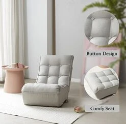 Indoor Chaise Lounge Chair, 3 Angles Adjustable Floor Chair, Folding Lazy Sofa Couch For Teens And Adults, Cushion Padded Comfy Chair For Living Room And Bedroom (Light Grey) -Safavieh Furnitue Shop 41rtnPKNmiL