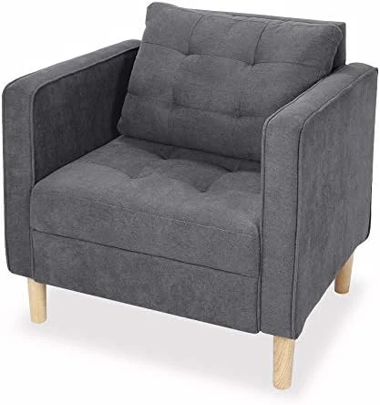 STHOUYN Mid Century Modern Upholstered Fabric Accent Chair With Arms Set Of 2 Armchair Comfy Reading Chair For Living Room Studio Office Couch, Single Sofa Set Bedroom Grey 7 STHOUYN Mid Century Modern Upholstered Fabric Accent Chair With Arms Set Of 2 Armchair Comfy Reading Chair For Living Room Studio Office Couch, Single Sofa Set Bedroom Grey - Image 7