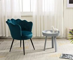 Wahson Velvet Accent Chair For Bedroom With Black Metal Legs,Leisure Armchair For Living Room/Cafe/Lounge (Teal) -Safavieh Furnitue Shop 41sLIhaGMFS