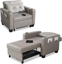 DURASPACE Futon Sofa Bed, 3 In 1 Convertible Sofa Chair Bed, Adjustable Backrest Chair, Chaise Lounge With USB Ports, Cup Holder, Side Pocket, Storage Box For Living Room (Dark Gray Linen) 23 DURASPACE Futon Sofa Bed, 3 In 1 Convertible Sofa Chair Bed, Adjustable Backrest Chair, Chaise Lounge With USB Ports, Cup Holder, Side Pocket, Storage Box For Living Room (Dark Gray Linen) -Safavieh Furnitue Shop 41sRiIj8RkL. AC