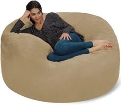Chill Sack Bean Bag Chair: Giant 5' Memory Foam Furniture Bean Bag - Big Sofa With Soft Micro Fiber Cover - Charcoal -Safavieh Furnitue Shop 41sWkJsN9xL. AC