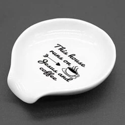 Littlefa Funny Coffee Quote This House Runs On Jesus And Black Sign Ceramic Spoon Holder-Coffee Rest -Coffee Station Decor Bar Accessories-Coffee Lovers Gift For Women Men 8 Littlefa Funny Coffee Quote This House Runs On Jesus And Black Sign Ceramic Spoon Holder-Coffee Rest -Coffee Station Decor Bar Accessories-Coffee Lovers Gift For Women Men -Safavieh Furnitue Shop 41smhu0cRPL