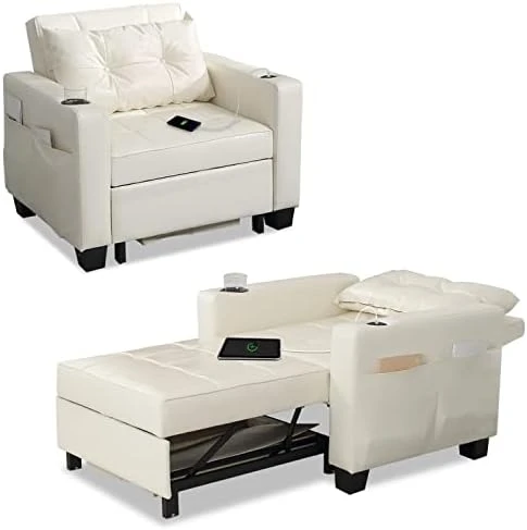 DURASPACE Futon Sofa Bed, 3 In 1 Convertible Sofa Chair Bed, Adjustable Backrest Chair, Chaise Lounge With USB Ports, Cup Holder, Side Pocket, Storage Box For Living Room (Dark Gray Linen) 13 DURASPACE Futon Sofa Bed, 3 In 1 Convertible Sofa Chair Bed, Adjustable Backrest Chair, Chaise Lounge With USB Ports, Cup Holder, Side Pocket, Storage Box For Living Room (Dark Gray Linen) - Image 13