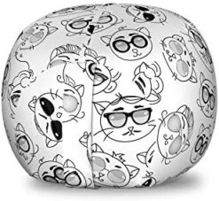 Ambesonne Zebra Print Storage Toy Bag Chair, Striped Zebra Animal Print Nature Wildlife Inspired Simplistic Illustration, Stuffed Animal Organizer Washable Bag, Small Size, White Charcoal -Safavieh Furnitue Shop 41t32s8pNL. AC