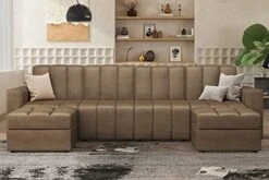 HONBAY Modular Sectional Sofa U Shaped Couch With Reversible Chaise Oversized Modular Sofa With Ottoman, Dark Grey -Safavieh Furnitue Shop 41t7DBfbDbL. AC
