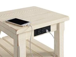 Martin Svensson Home Barn Door Chairside Table With Power, Antique White -Safavieh Furnitue Shop 41tCBYEws4L