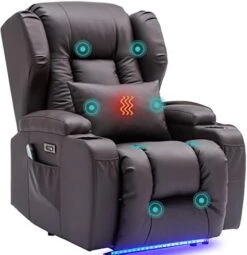 SAMERY Electric Power Recline Chair Loveseat RV Sofa With Console + Single Massage Recliner Chairs, Double Recliner 2-Seater RV Couch Home Theater Seating With USB Charging/Lighting/Cup Holders -Safavieh Furnitue Shop 41tQMJSd5TL. AC