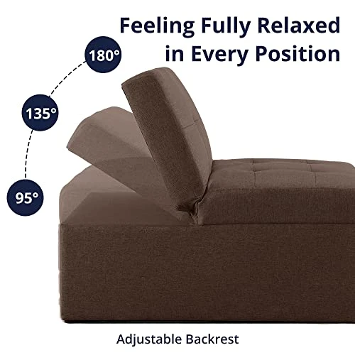 Cozy Castle Sleeper Chair, Convertible Chair Bed, 4 In 1 Ottoman Bed, Pullout Small Sofa Bed, Durable Linen Fabric Chaise Lounge, For Living Room, Brown 4 Cozy Castle Sleeper Chair, Convertible Chair Bed, 4 In 1 Ottoman Bed, Pullout Small Sofa Bed, Durable Linen Fabric Chaise Lounge, For Living Room, Brown - Image 4