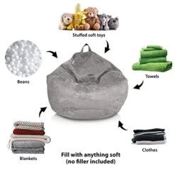Delmach Bean Bag Chair Cover (No Filler) | Bird's Nest Shape | Adult Size | Microsuede | Stuffed Animal Storage For Kids Or Memory Foam| Double Stitched | Durable Zipper | Soft Premium -Safavieh Furnitue Shop 41tQhSIw3cL