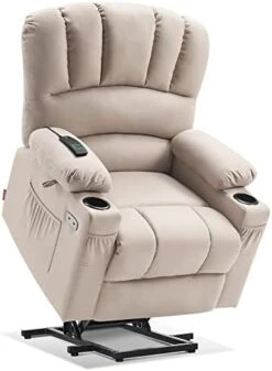 MCombo Electric Power Lift Recliner Chair Sofa With Massage And Heat For Elderly, Extended Footrest, Hand Remote Control, Cup Holders, USB Ports, 2 Side Pockets, Fabric 7095 -Safavieh Furnitue Shop 41tq2FFVIWL. AC