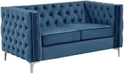 Morden Fort Living Room Furniture Modern 2 Pieces Of Chair And Loveseat Couch Set With Dutch Velvet, Iron Legs - Beige -Safavieh Furnitue Shop 41tyOCkOisL. AC