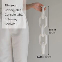 Peakoly Wood Chain Link Decor - Rustic White Washed Decorative Chain, Coffee Table Decor, Book Shelf Decor Accents, Made From Pine Wood, Bookshelf Decor,Boho, Country Or Modern Home Décor For Shelves -Safavieh Furnitue Shop 41u0GG1eEuL