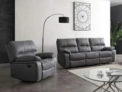 Betsy Furniture Microfiber Reclining Sofa Couch Set Living Room Set 8007 (Grey, Sofa+Loveseat) -Safavieh Furnitue Shop 41u5kjUSjlL. AC