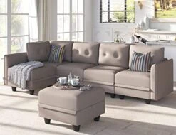 LLappuil Modular Sectioanl Sofa 9 Seater Oversized Couch With Storage U Shape Sectional With Ottoman, Waterproof Anti-Scratch Antistatic, Brown -Safavieh Furnitue Shop 41uT5fom58L. AC