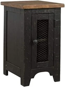 Signature Design By Ashley Wystfield Farmhouse Chair Side End Table With Cabinet Door For Storage, White & Brown With Distressed Finish -Safavieh Furnitue Shop 41uTEbu YkL. AC