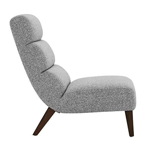 Watson & Whitely Modern Accent Chair, Armless Lounge Chair For Living Room And Bedroom, Fabric Upholstered Chair With Solid Wooden Legs, Grey (Multi-Colored) 2 Watson & Whitely Modern Accent Chair, Armless Lounge Chair For Living Room And Bedroom, Fabric Upholstered Chair With Solid Wooden Legs, Grey (Multi-Colored) - Image 2