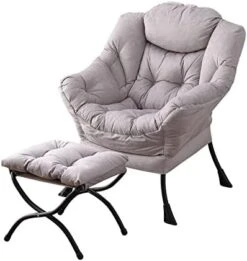 Welnow Lazy Chair With Ottoman, Modern Lounge Accent Chair With Armrests And A Side Pocket, Leisure Upholstered Sofa Chair Set, Reading Chair With Footrest For Small Space, Corner Chair, Dark Grey -Safavieh Furnitue Shop 41ubRBSX0VL. AC