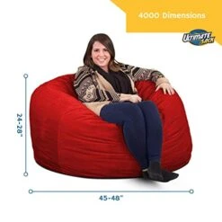 ULTIMATE SACK 4000 (4 Ft.) Bean Bag Chair: Giant Foam-Filled Furniture - Machine Washable Covers, Durable Inner Liner, 100% Virgin Foam. Comfy Bean Bag Chair. (Black, Suede) -Safavieh Furnitue Shop 41ur5CnThsL