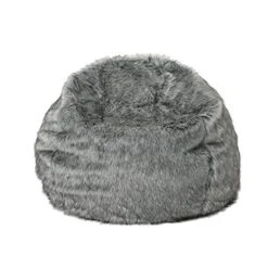 Christopher Knight Home Laraine Furry Glam Dark Light Grey Streak Faux Fur 3 Ft. Bean Bag -Safavieh Furnitue Shop 41vLMacfviL