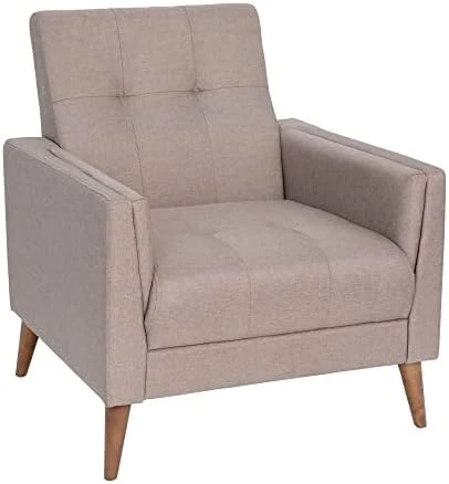 Flash Furniture Conrad Commercial Mid-Century Modern Chair - Slate Gray Faux Linen Upholstery - Buttonless Tufting - Wood Legs 6 Flash Furniture Conrad Commercial Mid-Century Modern Chair - Slate Gray Faux Linen Upholstery - Buttonless Tufting - Wood Legs - Image 6