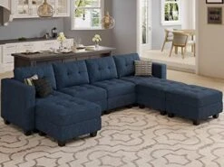 Belffin Modular Sectional Sofa Set With Ottomans Oversized U Shaped Sofa Set With Storage Seat Modular Sofa Couch With Reversible Chaises Modern Fabric Dark Grey -Safavieh Furnitue Shop 41vh pwYkHL. AC