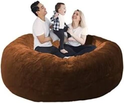SOXOCE Bean Bag Cover, 6ft, PV Velvet Brown RoundBean Bag Chairs (No Filler) - Comfy Big Bean Bag Chair Covers For Kids, Teens, & Adults - Cover ONLY -Safavieh Furnitue Shop 41voYZV0wSL. AC