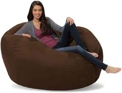 Comfy Sacks Memory Foam Bean Bag Chair, Black Furry -Safavieh Furnitue Shop 41vrIUplqL. AC