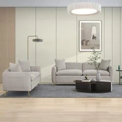 Harper & Bright Designs 2-Piece PU Leather Living Room Sofa Set, Modern Style Upholstered Sofa And Loveseat Sets With 3 Seat Sofa Couch And Loveseat Sofa For Home Or Office (2+3 Seat, Brown) -Safavieh Furnitue Shop 41vseHeWWYL. AC