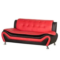Home Square 3 Piece Living Room Set With Sofa Loveseat And Armchair In Black/Red -Safavieh Furnitue Shop 41w1TD66WSL