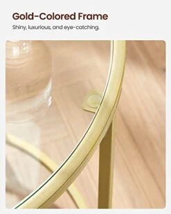 VASAGLE Round Side Table, Glass End Table With Metal Frame, Gold Coffee Table With Modern Style For Living Room, Balcony, Bedroom -Safavieh Furnitue Shop 41wI06wJq6L